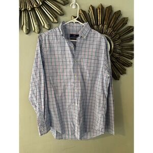 Vineyard Vines Men Classic Fit Murray Shirt Blue Pink Plaid Button Down Size S